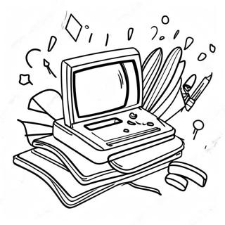 Pagina da Colorare della Nostalgia degli Anni '90 | pagina da colorare Anni '90