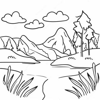 Pagina da Colorare Paesaggio Acquerellato | pagina da colorare Acquerello