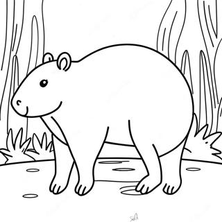 Pagina da Colorare di un Capibara | pagina da colorare Capibara