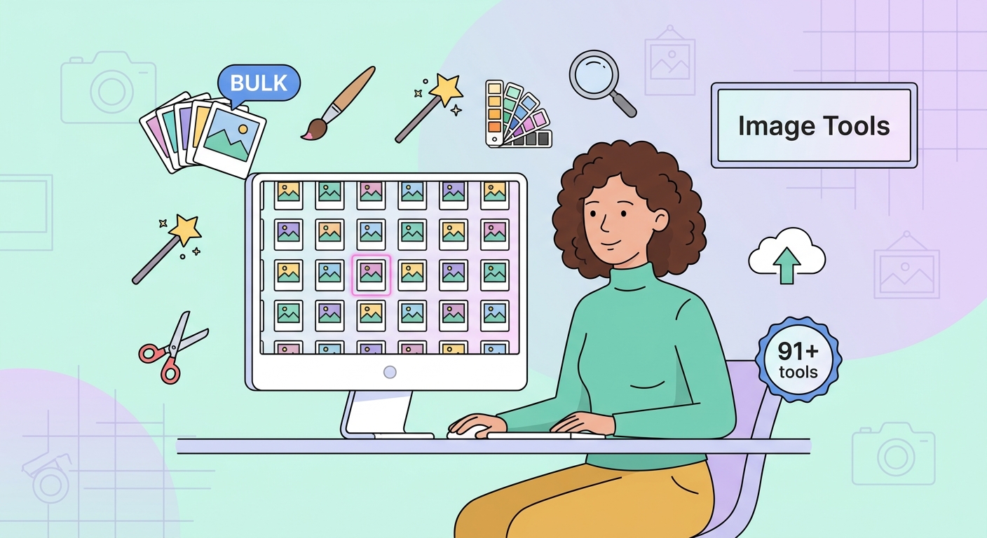 Molti strumenti, illustrazione elaborazione batch immagini
